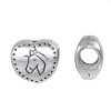 Picture of Zinc Based Alloy European Style Large Hole Charm Beads Heart Antique Silver Horse Carved About 12mm( 4/8") x 12mm( 4/8"), Hole: Approx 5mm, 20 PCs