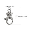 Picture of Zinc Based Alloy Lobster Clasp Findings Antique Silver Bear Carved 27mm x 15mm, 5 PCs