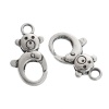 Picture of Zinc Based Alloy Lobster Clasp Findings Antique Silver Bear Carved 27mm x 15mm, 5 PCs