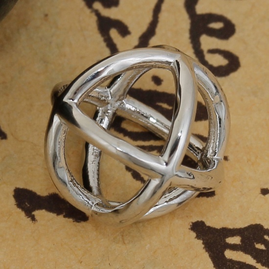 Image de Breloque 3D en Laiton Croix Géométrique Creux Argent Mat 12mm x 12mm, 3 Pcs