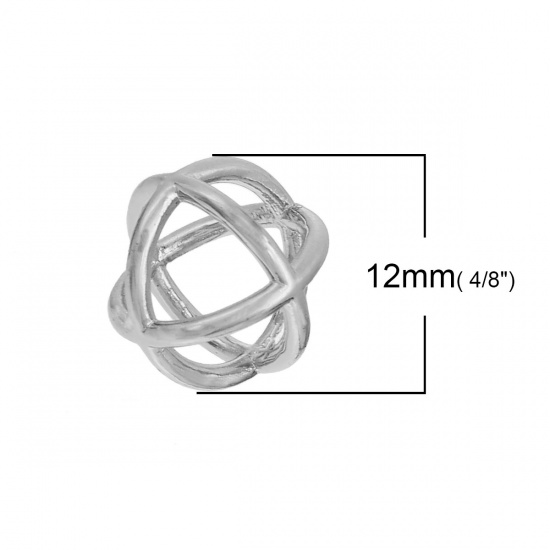 Image de Breloque 3D en Laiton Croix Géométrique Creux Argent Mat 12mm x 12mm, 3 Pcs