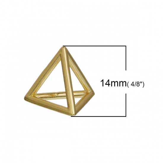 Image de Breloque 3D en Laiton Trois Prisme Géométrique Creux Doré 14mm x 12mm, 3 Pcs