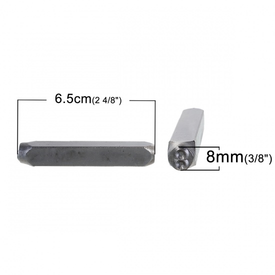 Picture of 8mm Carbon Steel Number " 0-9 " Punch Metal Stamping Tools Rectangle Antique Pewter 65mm(2 4/8") x 11mm( 3/8"), 1 Set