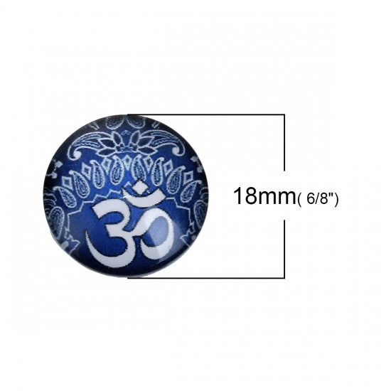 Immagine di Vetro Cupola Dome Seals Cabochon Tondo Flatback A Random Yoga OM Disegno Trasparente 18mm Dia, 10 Pz