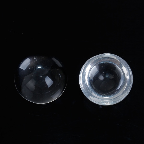 Image de Cabochon Dôme en Verre Demi-Sphère Dos Plat Transparent 18mm Dia, 30 Pcs