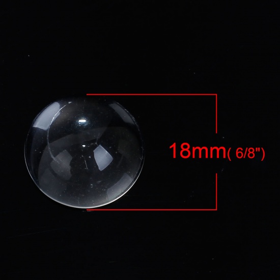 Image de Cabochon Dôme en Verre Demi-Sphère Dos Plat Transparent 18mm Dia, 30 Pcs