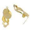 Immagine di Ottone clip orecchio Accessori Tondo Oro Placcato Basi per Cabochon (Addetti: 12mm) 22mm x 12mm, 10 Pz                                                                                                                                                        