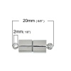 Image de Fermoir Magnétique en Alliage de Zinc Colonne Argent Mat 20mm x 6.5mm, 3 Kits