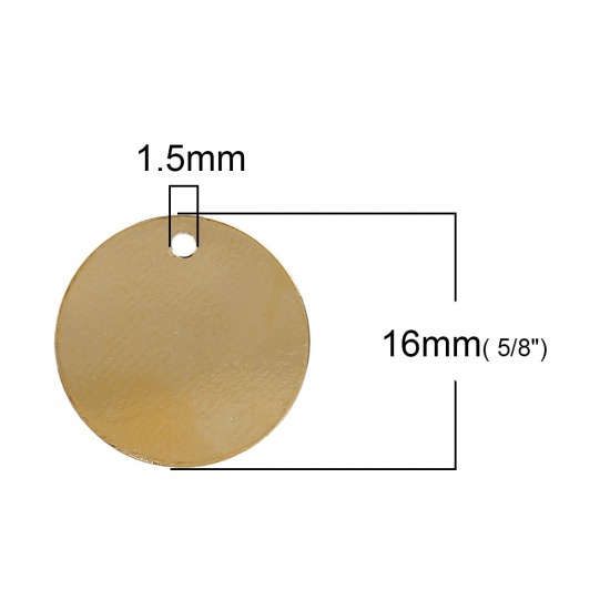 Picture of Brass Blank Stamping Tags Charms Round Brass Color 16mm( 5/8") Dia, 10 PCs                                                                                                                                                                                    