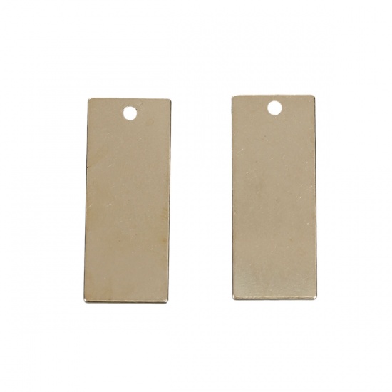 Picture of Brass Blank Stamping Tags Charms Rectangle Gold Plated 25mm(1") x 10mm( 3/8"), 10 PCs                                                                                                                                                                         
