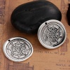 Picture of Zinc Based Alloy Wax Seal Charms Irregular Antique Silver Color Travel Compass 29mm(1 1/8") x 28mm(1 1/8"), 5 PCs