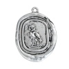 Picture of Zinc Based Alloy Wax Seal Pendants Irregular Antique Silver Owl 39mm(1 4/8") x 29mm(1 1/8"), 3 PCs