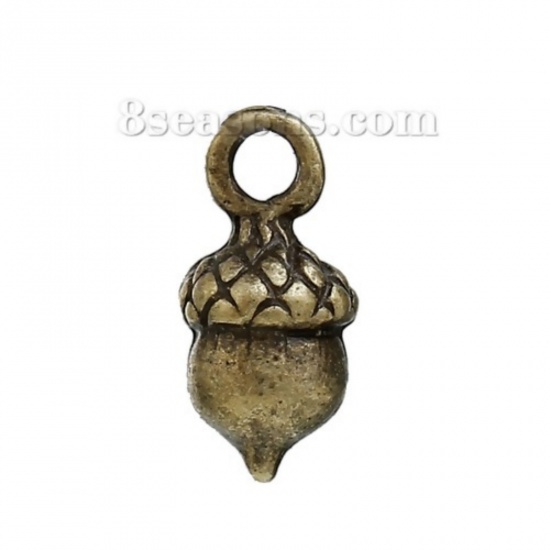 Image de Breloque en Alliage de Zinc 3D Gland du Chêne Bronze Antique 14mm x 7mm, 20 Pcs