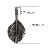 Picture of Brass Charms Feather Antique Silver Color 27mm(1 1/8") x 13mm( 4/8"), 2 PCs                                                                                                                                                                                   