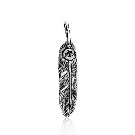 Brass Pendants Feather Antique Silver Color Eagle Carved 41mm(1 5/8") x 8mm( 3/8"), 2 PCs