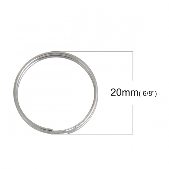 Picture of 304 Stainless Steel Split Jump Rings Findings Round Silver Tone 20mm( 6/8") Dia, 30 PCs