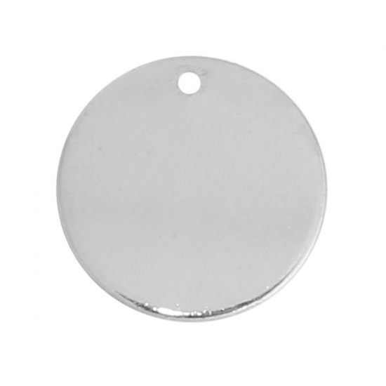 真鍮 スタンピング用ブランク タグ チャーム 円形 銀メッキ 15mm直径、 10 個                                                                                                                                                                                                                    の画像