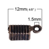 Bild von Eisenlegierung Schnur Endstücke Für Halskette oder Armband Rechteck Rotkupferfarbe (Für 4.5mm Schnur) 12mm x 5mm, 200 Stücke