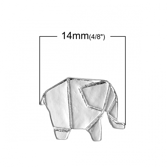 Bild von Zinklegierung Origami Verbinder Elefant Versilbert 14mm x 11mm 5 Stücke