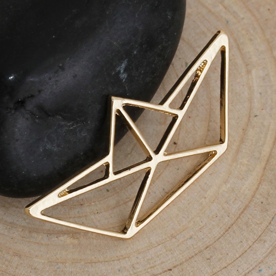 Picture of Zinc Based Alloy Origami Pendants Boat Gold Plated Hollow 31mm(1 2/8") x 14mm( 4/8"), 5 PCs