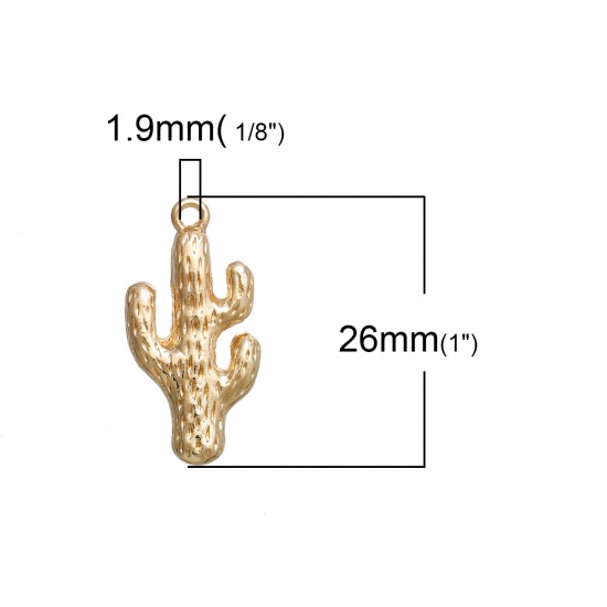 Picture of Zinc Based Alloy Charms Cactus Gold Plated 26mm(1") x 13mm( 4/8"), 5 PCs