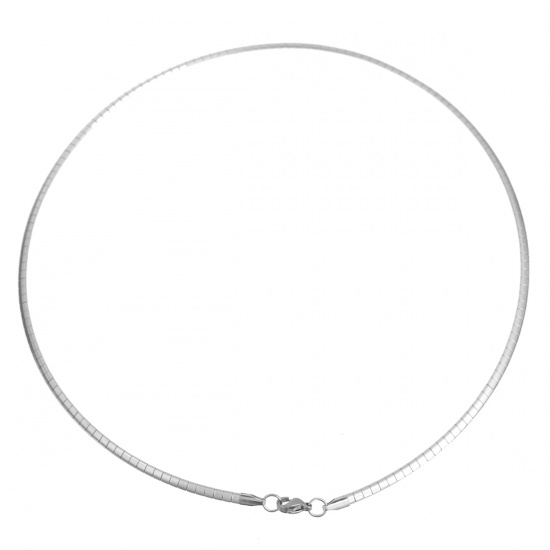 Picture of 304 Stainless Steel Jewelry Link Chain Necklace Silver Tone 45cm(17 6/8") long, Chain Size: 3mm(1/8"), 1 Piece