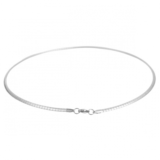 Picture of 304 Stainless Steel Jewelry Link Chain Necklace Silver Tone 45cm(17 6/8") long, Chain Size: 3mm(1/8"), 1 Piece