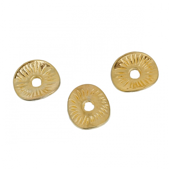 Immagine di Lega di Zinco Separatori Perline Onda Oro Placcato Circa 9mm x 8mm, Foro:Circa 1.7mm, 200 Pz