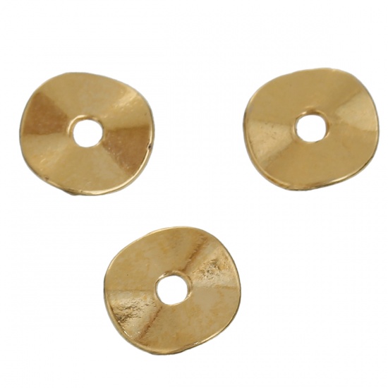 Picture of Zinc Based Alloy Wavy Spacer Beads Gold Plated 10mm x 9mm, Hole: Approx 1.7mm, 200 PCs