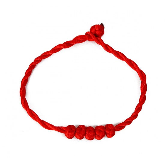 テリレン カバラ 幸せの赤い糸 友情 ブレスレット 赤 20.2cm - 18.5cm長さ、 2本 の画像