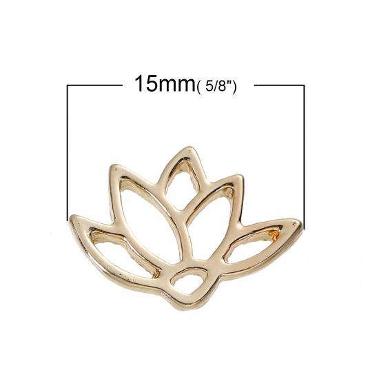 Picture of Zinc Based Alloy Connectors Findings Lotus Flower Gold Plated Hollow 15mm x 11mm, 10 PCs