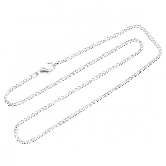 Immagine di Lega di Ferro Catena SingolareAccessore Argento Placcato 46cm ,Dimensione della Catena: 3.3x2.3mm, 1 Pacchetto(12 Pz)