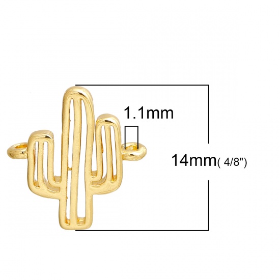 Picture of Brass Connectors Findings Cactus Gold Plated 14mm( 4/8") x 13mm( 4/8"), 3 PCs