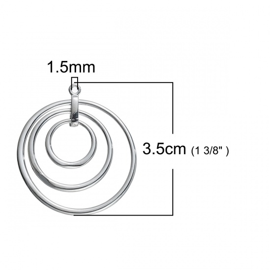 Imagen de Latón Colgantes Anillo Tono de Plata Hueco 35mm x 30mm, 1 Unidad