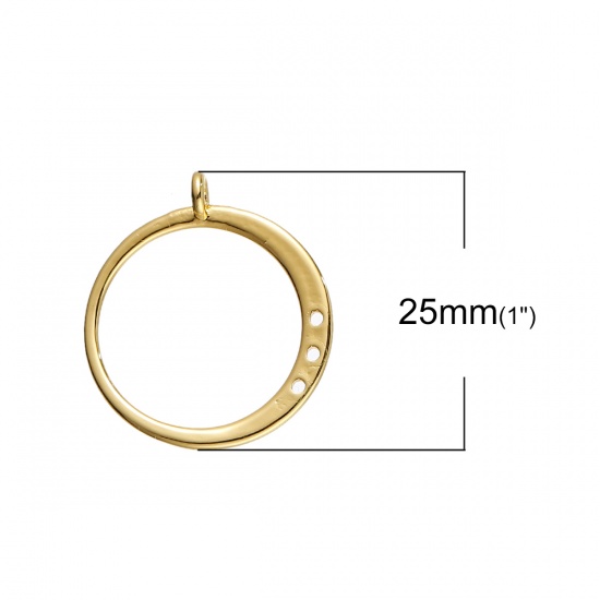 Imagen de Latón Colgantes Charms Anillo Chapado en Oro Punto Hueco 25mm x 22mm, 2 Unidades