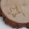 Imagen de Pendientes Chapado en Oro Estrellas de cinco puntos Hueco 27mm x 18mm, Post/ Wire Size: (21 gauge),1 Par