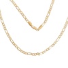 Picture of Brass Jewelry 3:1 Figaro Link Curb Chain Necklace Oval Gold Plated 55.5cm(21 7/8") long, Chain Size: 11x4mm(3/8"x1/8") 7x4.5mm(2/8"x1/8"), 1 Piece