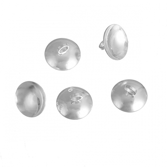 Изображение Шапочки для бусин с петлей для стеклянных пузырьков круглый Посеребренная (подходит 10мм диаметр) 10 мм( 3/8") х 6 мм( 2/8"), 20 шт