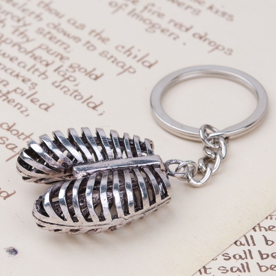 Picture of 3D Keychain & Keyring Rib Cage Antique Silver 9.1cm, 1 Piece