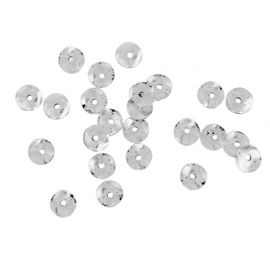 Picture of Zinc Based Alloy Wavy Spacer Beads Antique Silver About 8mm Dia, Hole: Approx 1.5mm, 50 PCs