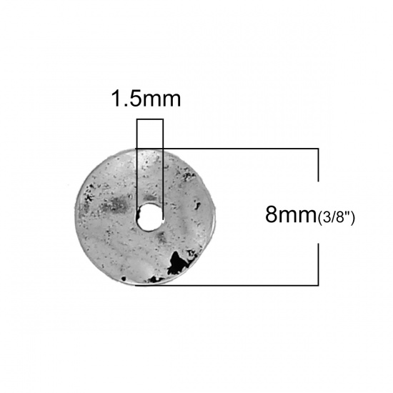 Bild von Zinklegierung Zwischenperlen Spacer Perlen Welle Antiksilber ca. 8mm D., Loch:ca. 1.5mm, 50 Stück