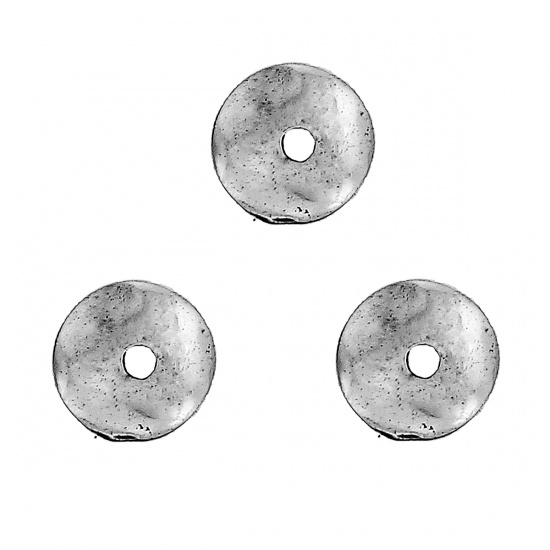 Picture of Zinc Based Alloy Wavy Spacer Beads Antique Silver About 8mm Dia, Hole: Approx 1.5mm, 50 PCs