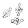 Picture of Zinc Based Alloy Connectors Findings Round Antique Silver Travel Compass Carved 17mm x 10mm, 20 PCs