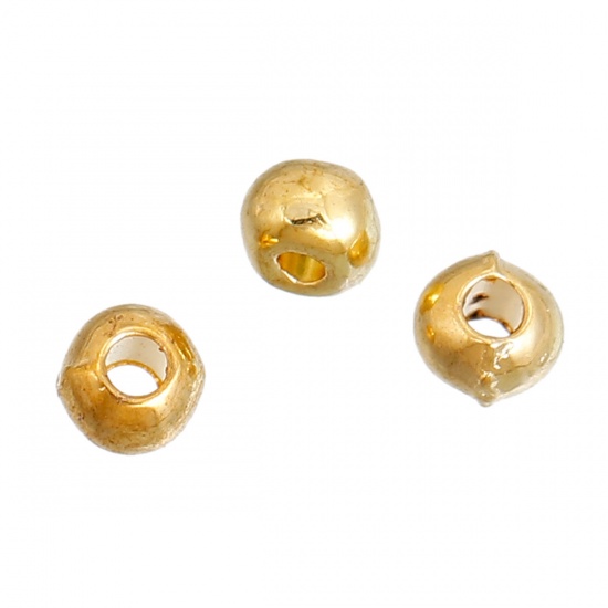 Picture of Zinc Based Alloy Seed Beads Round Gold Plated About 3mm Dia, Hole: Approx 1.3mm, 500 PCs