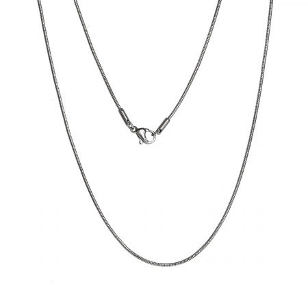 304 Stainless Steel Snake Chain Necklace Silver Tone 41cm(16 1/8") long, Chain Size: 1.2mm, 1 Piece