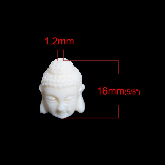 Immagine di (Grado D) Corallo ( Sintetico) Perline Budda Bianco Sporco Circa 16mm x 11mm, Foro: Circa 1.2mm, 10 Pz