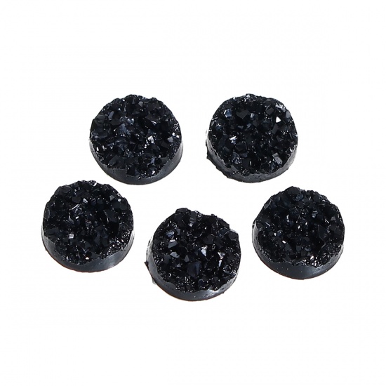 Picture of Resin Druzy /Drusy Dome Seals Cabochon Round Black 12mm( 4/8") Dia, 20 PCs