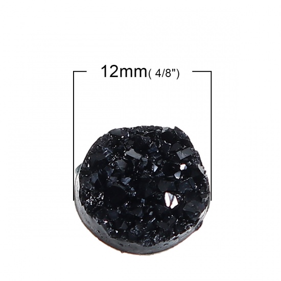 Bild von Harz Druzy Dom Cabochon Verzierung Rund Schwarz 12mm D. 20 Stück