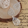 Picture of Brass Charms Drop Silver Plated Branch Hollow 28mm(1 1/8") x 18mm( 6/8"), 3 PCs