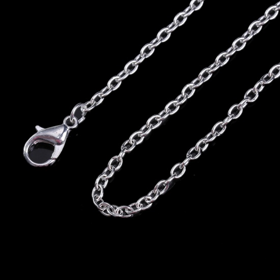 Picture of Iron Based Alloy Link Cable Chain Necklace Silver Plated 45.7cm(18") long, Chain Size: 4x3mm(1/8"x1/8"), 1 Set(12PCs/Set)